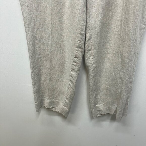 Talbots Natural Linen Pants 14P Classic Side Zip Cropped Lightweight - Picture 2 of 12